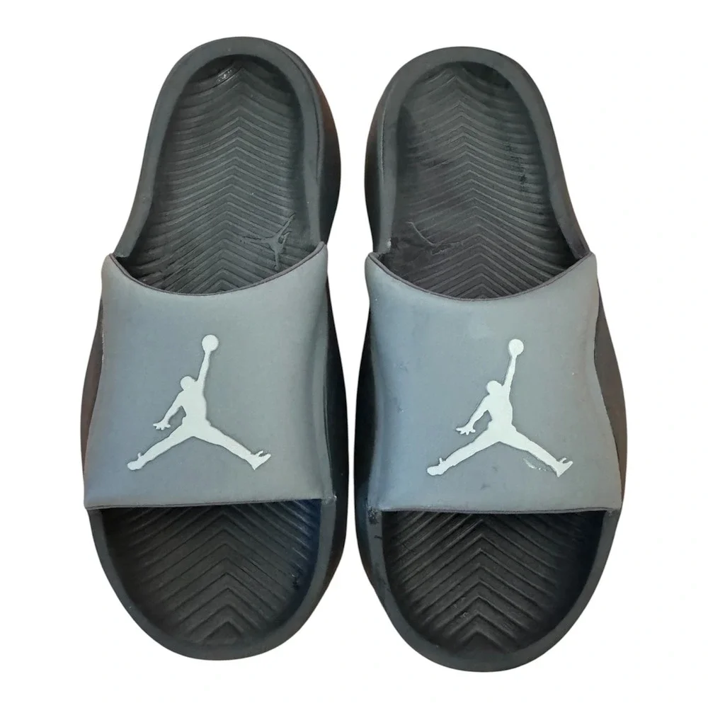 NIKE AIR JORDAN Post Slides Mens Black Charcoal Grey Athletic Sandals Size 12